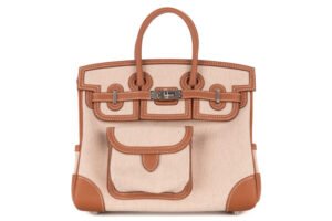 Hermès Birkin 25 Cargo Gold-Ecru-Beige / Swift-Toile H Palladium Hardware