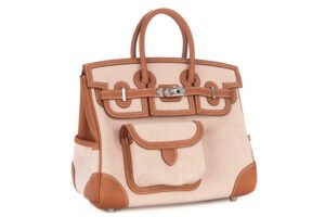Hermès Birkin 25 Cargo Gold-Ecru-Beige / Swift-Toile H Palladium Hardware - Image 3