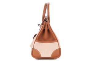 Hermès Birkin 25 Cargo Gold-Ecru-Beige / Swift-Toile H Palladium Hardware - Image 5