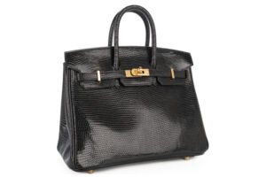 Hermès Birkin 25 Noir – Black Lizard Gold Hardware - Image 3