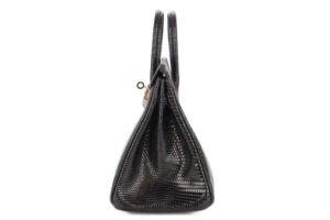 Hermès Birkin 25 Noir – Black Lizard Gold Hardware - Image 5