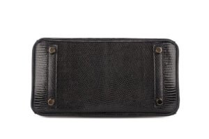 Hermès Birkin 25 Noir – Black Lizard Gold Hardware - Image 6
