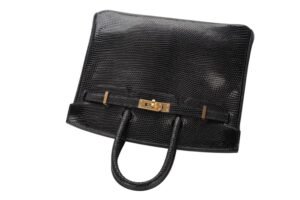 Hermès Birkin 25 Noir – Black Lizard Gold Hardware - Image 8