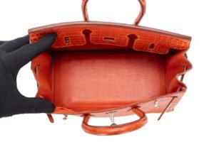 Hermès Birkin 25 Pain D’épices Shiny Crocodile Porosus Palladium Hardware - Image 10