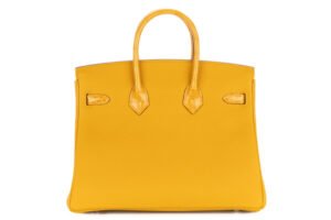 Hermès Birkin 25 Touch Jaune Ambre / Togo Shiny Crocodile Niloticus Palladium Hardware - Image 4