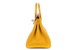 Hermès Birkin 25 Touch Jaune Ambre / Togo Shiny Crocodile Niloticus Palladium Hardware - Image 5