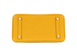 Hermès Birkin 25 Touch Jaune Ambre / Togo Shiny Crocodile Niloticus Palladium Hardware - Image 6
