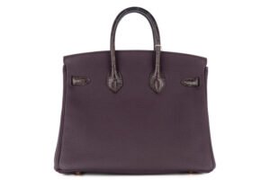 Hermès Birkin 25 Touch Raisin / Prunoir Togo / Matte Alligator Rose Gold Hardware - Image 4