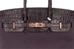 Hermès Birkin 25 Touch Raisin / Prunoir Togo / Matte Alligator Rose Gold Hardware - Image 7