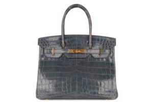 Hermès Birkin 30 Bleu Tempete Shiny Crocodile Niloticus Gold Hardware