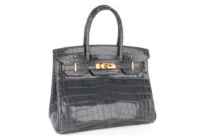 Hermès Birkin 30 Bleu Tempete Shiny Crocodile Niloticus Gold Hardware - Image 3