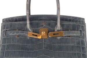 Hermès Birkin 30 Bleu Tempete Shiny Crocodile Niloticus Gold Hardware - Image 8