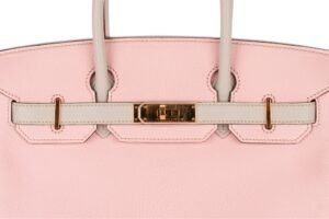 Hermès Birkin 30 HSS Rose Sakura / Gris Perle Chevrè Gold Hardware - Image 8