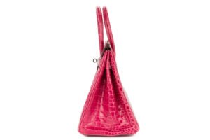 Hermès Birkin 30 Rose Fuchsia Shiny Crocodile Palladium Hardware - Image 5