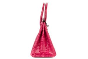 Hermès Birkin 30 Rose Fuchsia Shiny Crocodile Palladium Hardware - Image 6