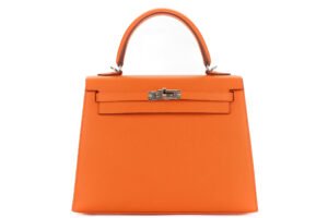 Hermès Kelly 25 Orange H Epsom Sellier Palladium Hardware