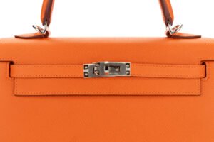 Hermès Kelly 25 Orange H Epsom Sellier Palladium Hardware - Image 6