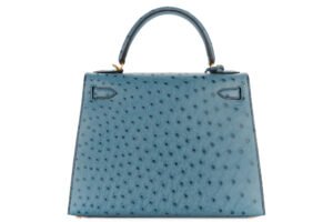 Hermès Kelly 28 Bleu Jean Ostrich Gold Hardware - Image 4