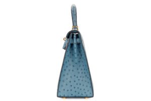 Hermès Kelly 28 Bleu Jean Ostrich Gold Hardware - Image 5