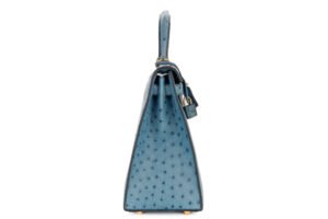 Hermès Kelly 28 Bleu Jean Ostrich Gold Hardware - Image 6