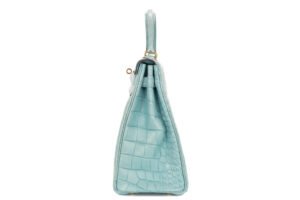 Hermès Kelly 32 Bleu Saint-Cyr Matte Alligator Gold Hardware - Image 5