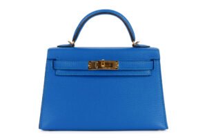 Hermès Mini Kelly Bleu Hydra Chevre Gold Hardware