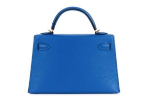 Hermès Mini Kelly Bleu Hydra Chevre Gold Hardware - Image 3