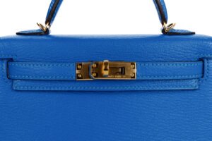 Hermès Mini Kelly Bleu Hydra Chevre Gold Hardware - Image 6