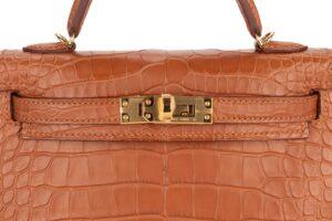 Hermès Mini Kelly Gold Matte Alligator Gold Hardware - Image 8