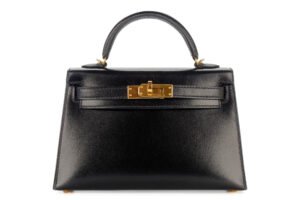 Hermès Mini Kelly Noir / Black Box Leather Gold Hardware