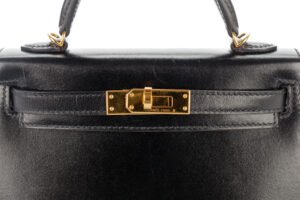 Hermès Mini Kelly Noir / Black Box Leather Gold Hardware - Image 7
