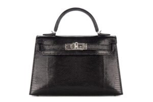 Hermès Mini Kelly Noir – Black Lizard Various Salvator Palladium Hardware
