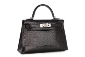 Hermès Mini Kelly Noir – Black Lizard Various Salvator Palladium Hardware - Image 3