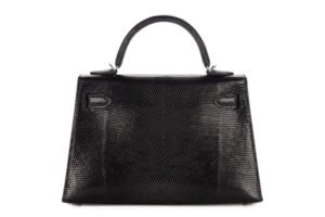 Hermès Mini Kelly Noir – Black Lizard Various Salvator Palladium Hardware - Image 4