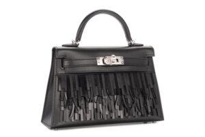 Hermès Mini Kelly Pampilles Noir – Black / Tadelakt – Sombrero Palladium Hardware - Image 3