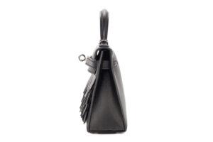 Hermès Mini Kelly Pampilles Noir – Black / Tadelakt – Sombrero Palladium Hardware - Image 5