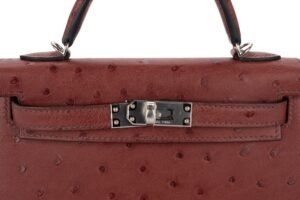 Hermès Mini Kelly Rouge H Ostrich Palladium Hardware - Image 8
