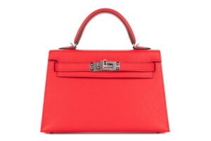 Hermès Mini Kelly Rouge de Coeur Madame Palladium Hardware