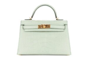 Hermès Mini Kelly Vert D’Eau Matte Alligator Mississippian Gold Hardware