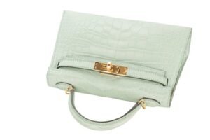 Hermès Mini Kelly Vert D’Eau Matte Alligator Mississippian Gold Hardware - Image 8