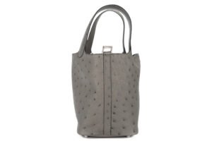 Hermès Picotin 18 Gris Meyer Ostrich Palladium Hardware - Image 6