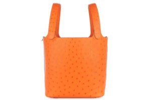 Hermès Picotin 22 Orange Ostrich Palladium Hardware