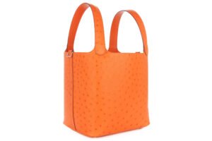 Hermès Picotin 22 Orange Ostrich Palladium Hardware - Image 3