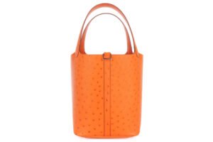 Hermès Picotin 22 Orange Ostrich Palladium Hardware - Image 6
