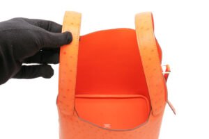 Hermès Picotin 22 Orange Ostrich Palladium Hardware - Image 8