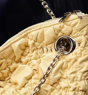 Dior Medium  Crunchy Bag Light Yellow Puffy Macrocannage Calfskin - Image 3