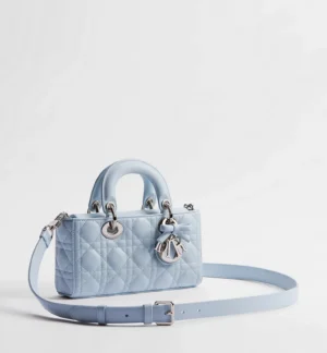 Dior Small Lady D-Joy Bag Ice Blue Cannage Lambskin - Image 3