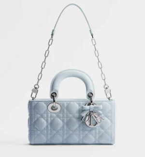 Dior Small Lady D-Joy Bag Ice Blue Cannage Lambskin - Image 4