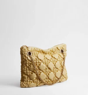 Dior Medium  Crunchy Bag Light Yellow Puffy Macrocannage Calfskin - Image 4