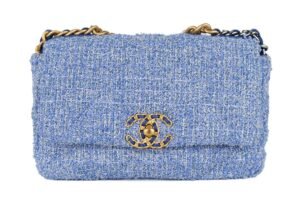 Chanel 19 Medium Blue Tweed Mixed Hardware